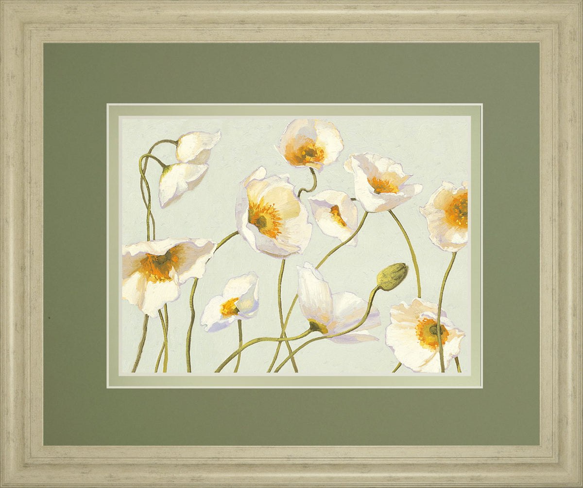 Bright Poppies By Novak - Framed Print Wall Art - Beige