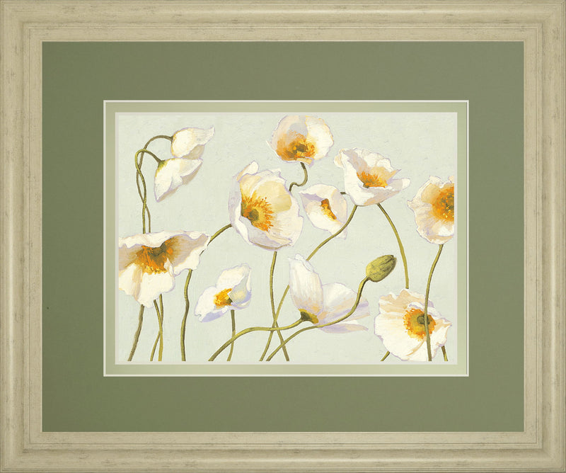 Bright Poppies By Novak - Framed Print Wall Art - Beige