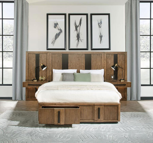 Terrace Wall Panel Storage Bed Ash Brown Eastern King