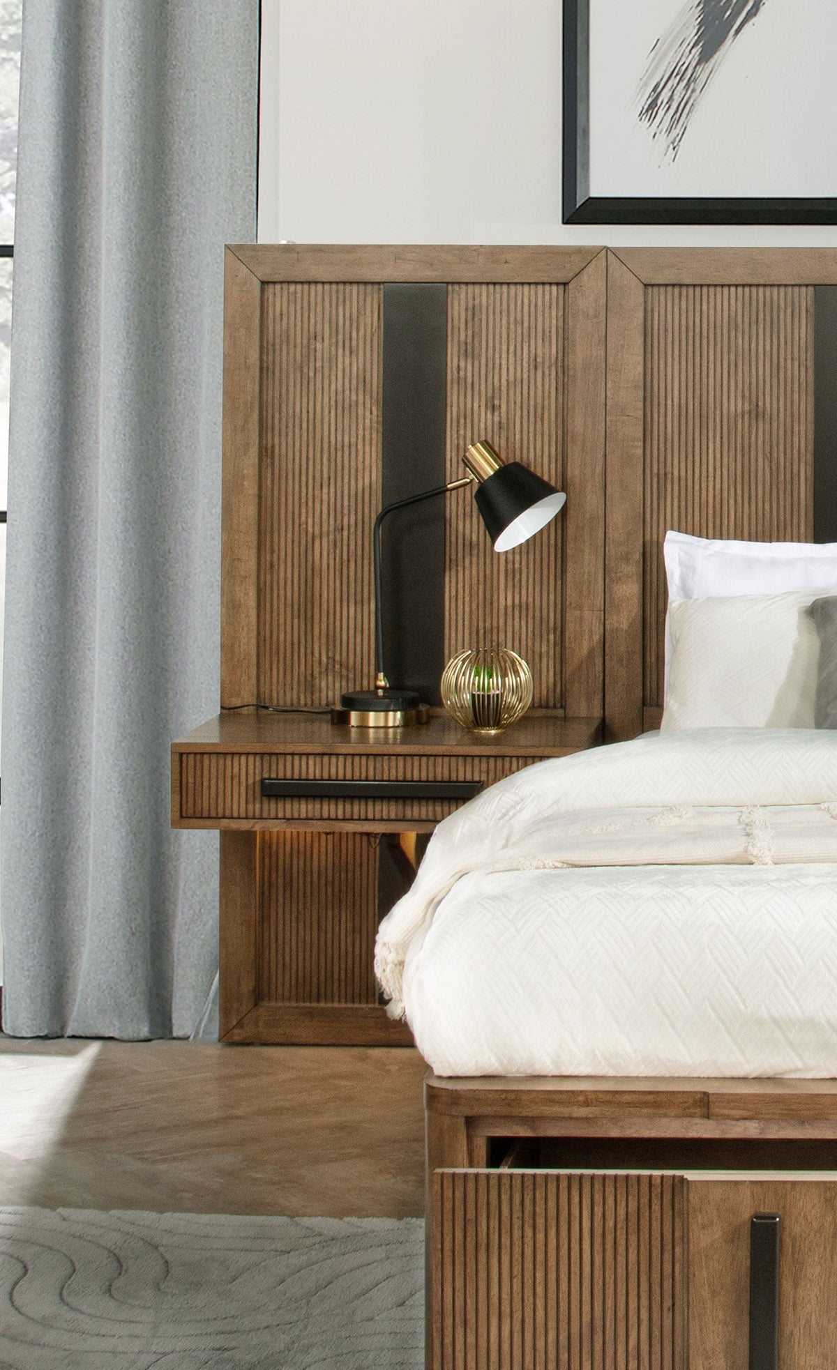 Terrace Wall Panel Storage Bed Ash Brown