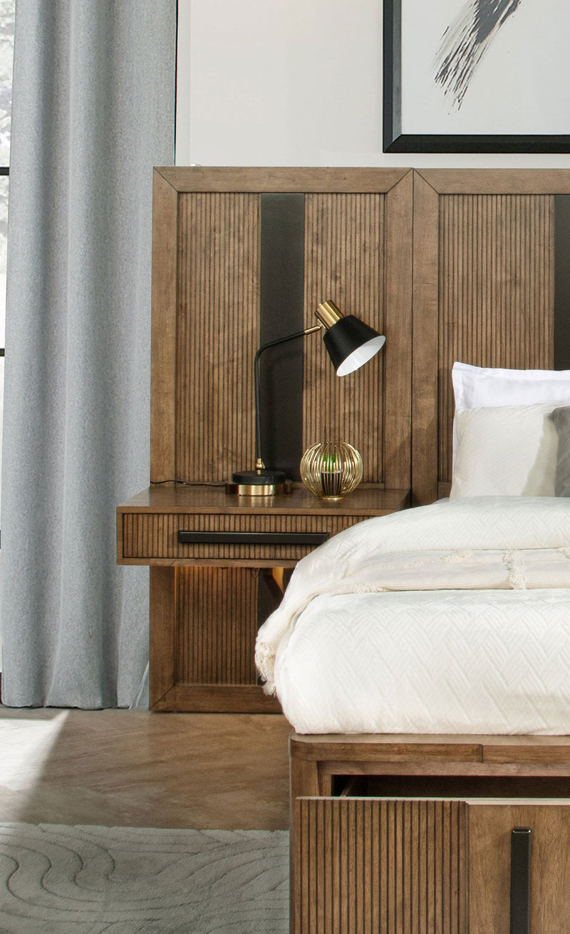 Terrace Wall Panel Storage Bed Ash Brown
