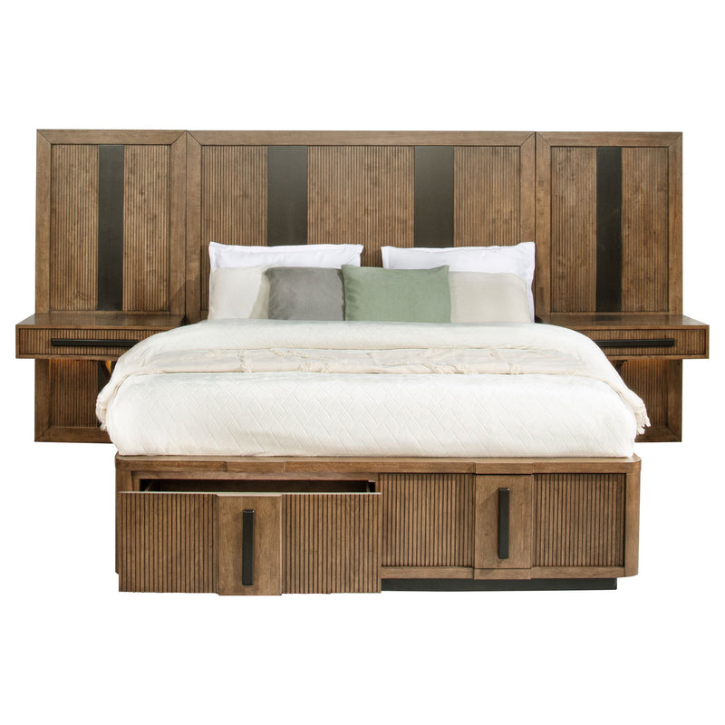 Terrace Wall Panel Storage Bed Ash Brown