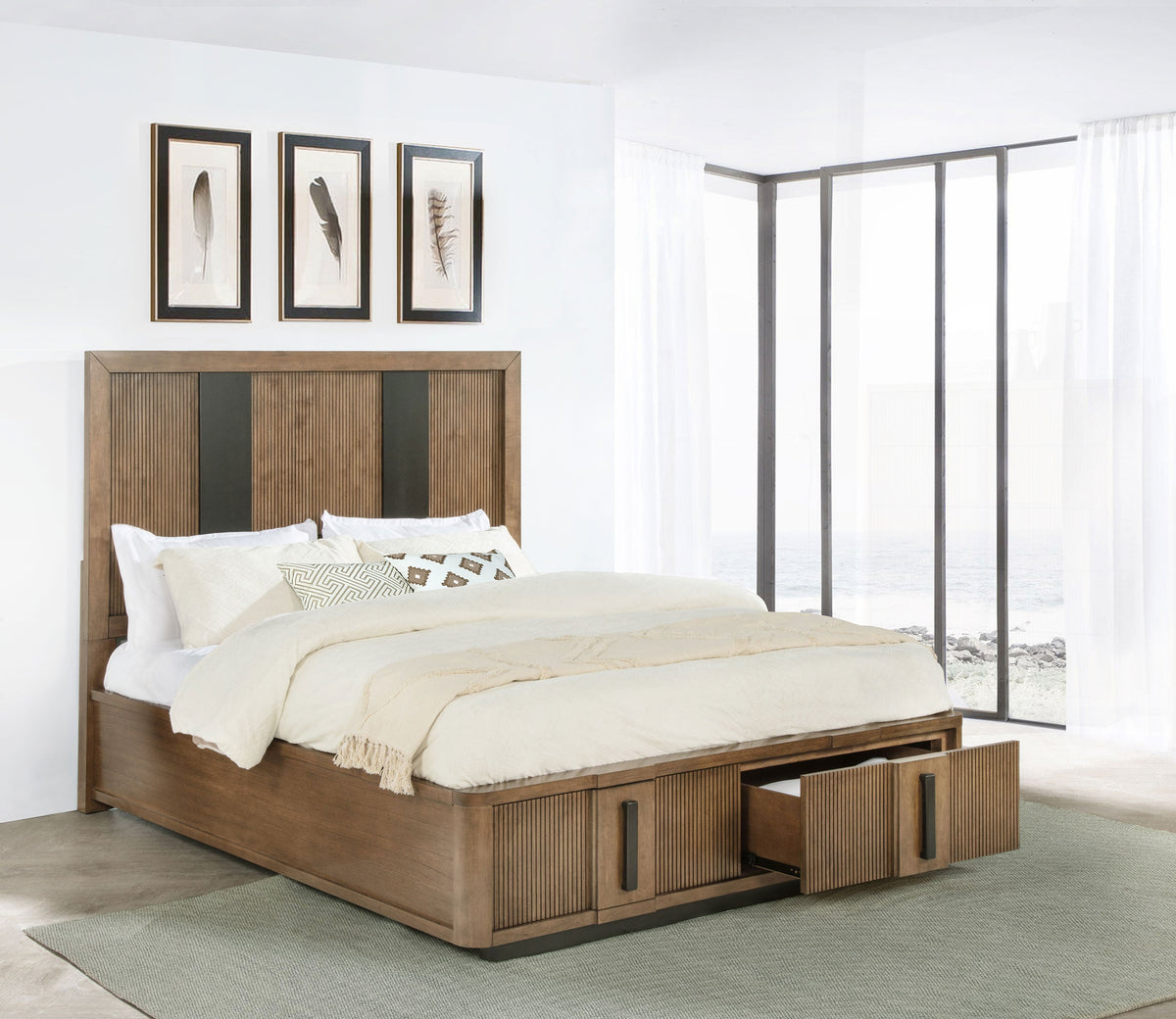 Terrace 2-drawer Storage Bed Ash Brown