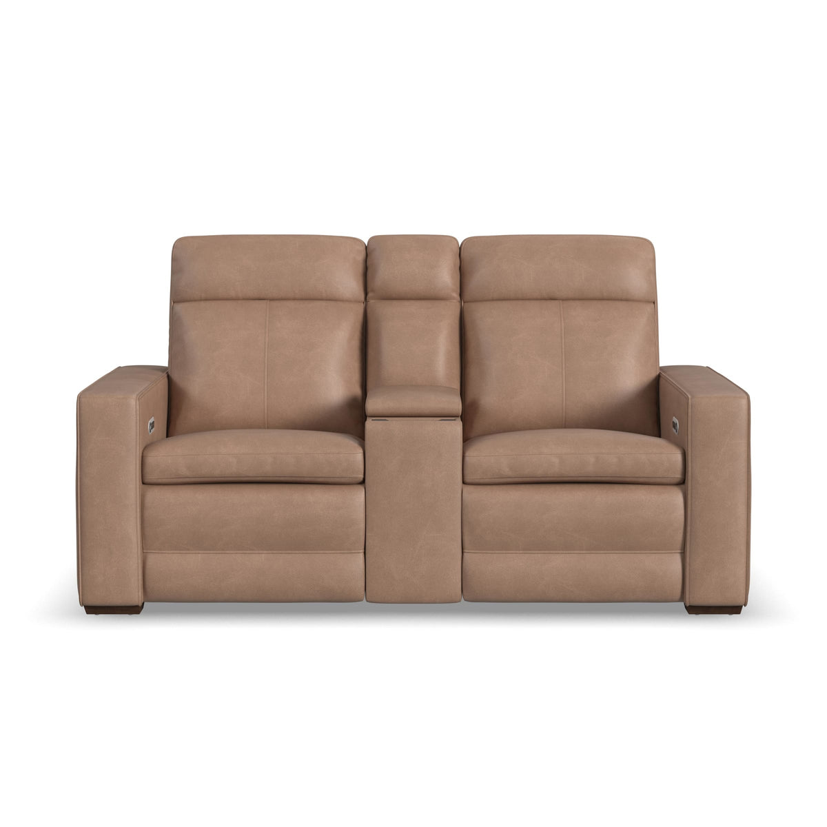 Flexsteel Dutch Power Reclining Loveseat with Console, Power Headrest & Lumbar