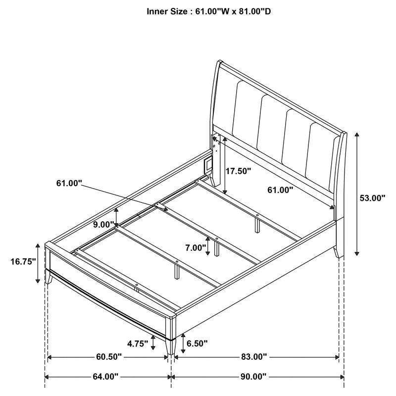 Granada Upholstered Panel Bed Natural Pine
