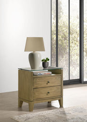Granada 2-drawer Glass Top Nightstand Natural Pine Default Title