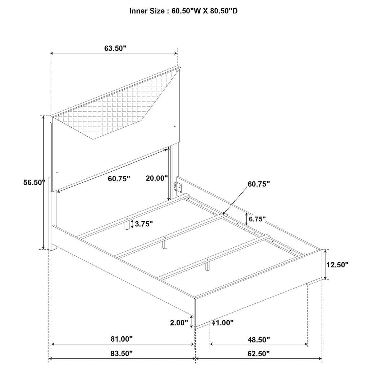 Ives Panel Bed LED Headboard High Gloss