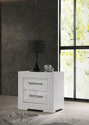 Ives 2-drawer Nightstand Bedside Table High Gloss White High Gloss