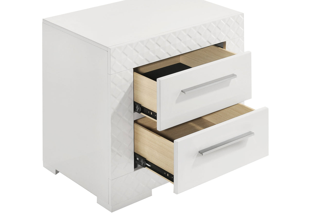 Ives 2-drawer Nightstand Bedside Table High Gloss