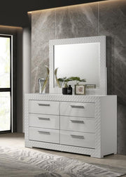 Ives 6-drawer Dresser and Mirror High Gloss White High Gloss