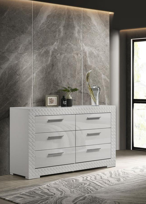 Ives 6-drawer Dresser Cabinet High Gloss White High Gloss