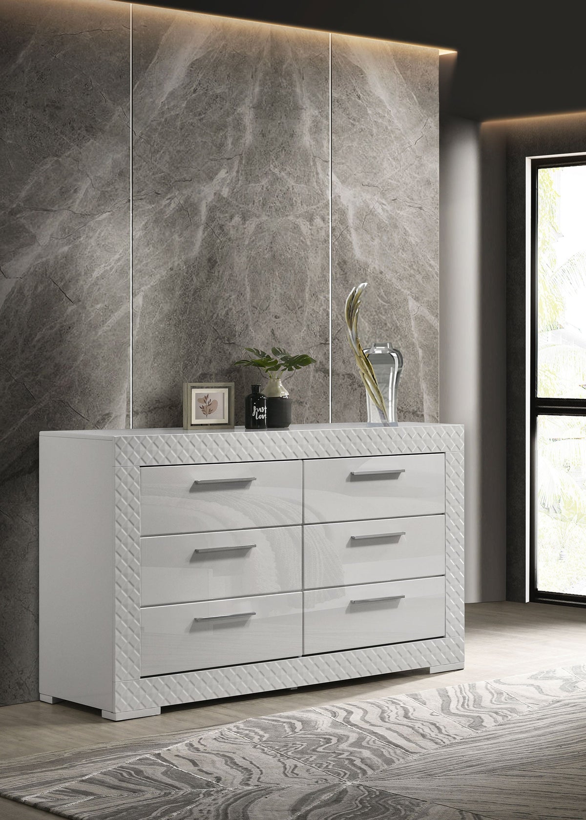 Ives 6-drawer Dresser Cabinet High Gloss
