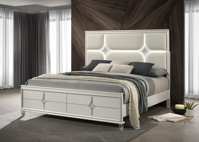 Olivia Panel Bed LED Headboard Pearl Eastern King
