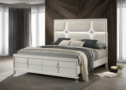 Olivia Panel Bed LED Headboard Pearl