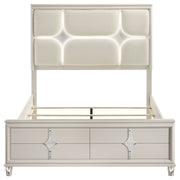 Olivia Panel Bed LED Headboard Pearl