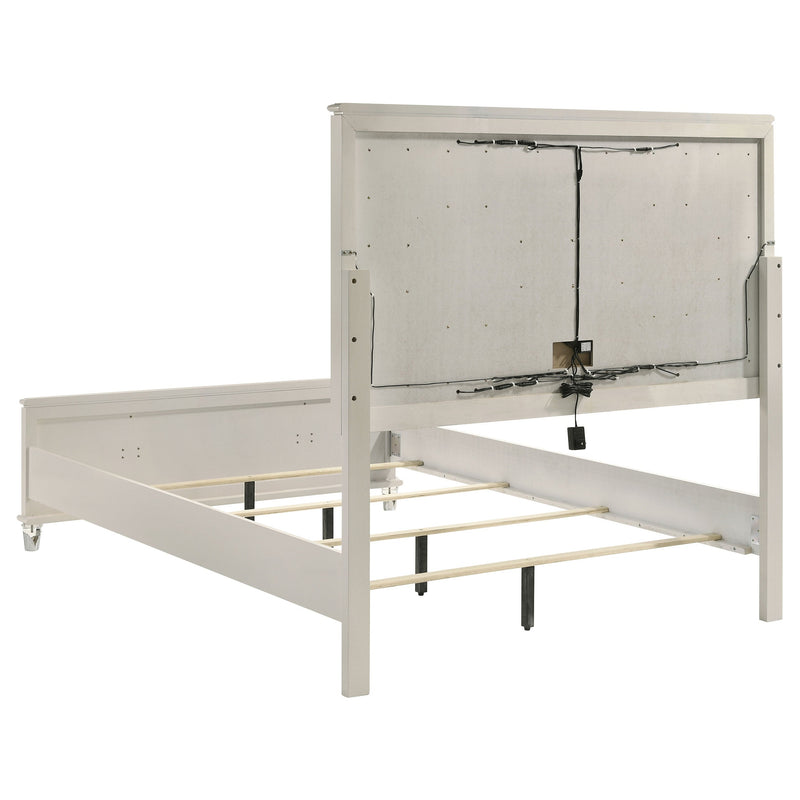 Olivia Panel Bed LED Headboard Pearl
