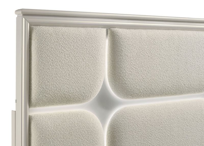 Olivia Panel Bed LED Headboard Pearl