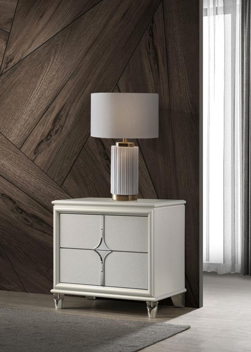 Olivia 2-drawer Nightstand Bedside Table Pearl White Default Title