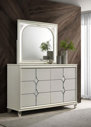 Olivia 6-drawer Dresser and LED Mirror Pearl White Default Title