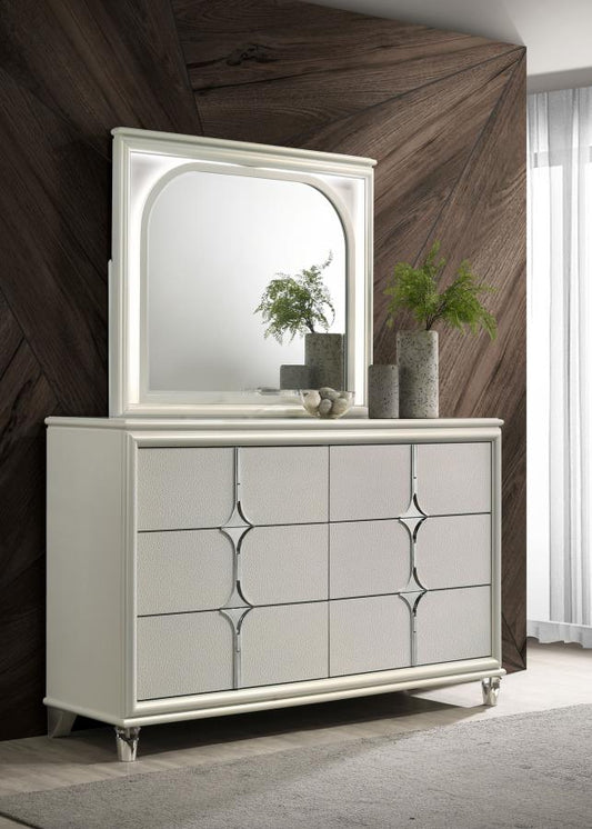 Olivia 6-drawer Dresser and LED Mirror Pearl White Default Title