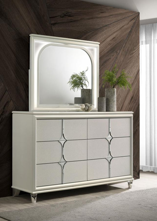 Olivia 6-drawer Dresser and LED Mirror Pearl White Default Title
