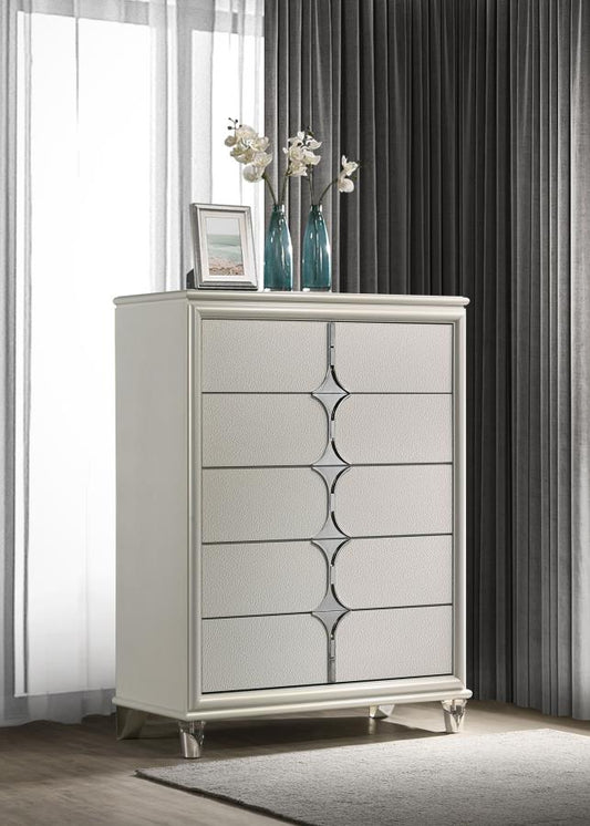 Olivia 5-drawer Bedroom Chest of Drawers Pearl White Default Title