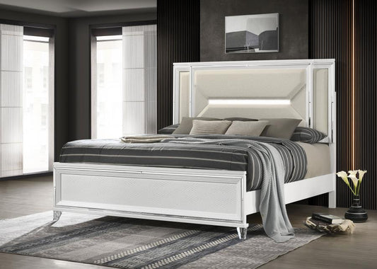 Marmore 64-inch Panel Bed LED Headboard Eastern King