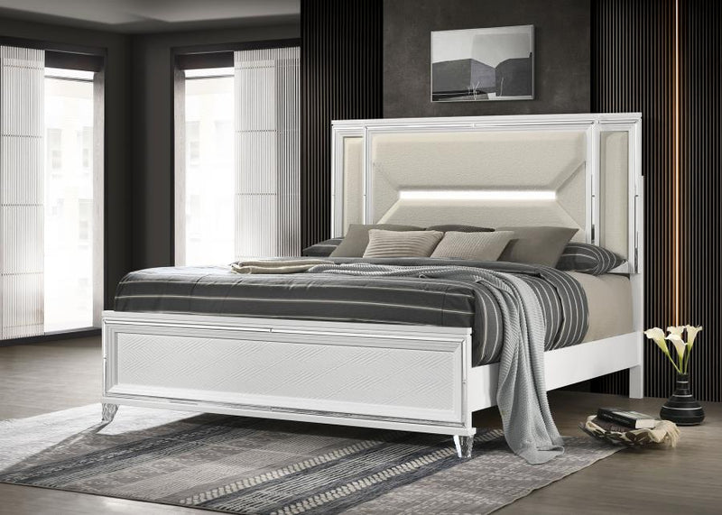 Marmore 64-inch Panel Bed LED Headboard Eastern King