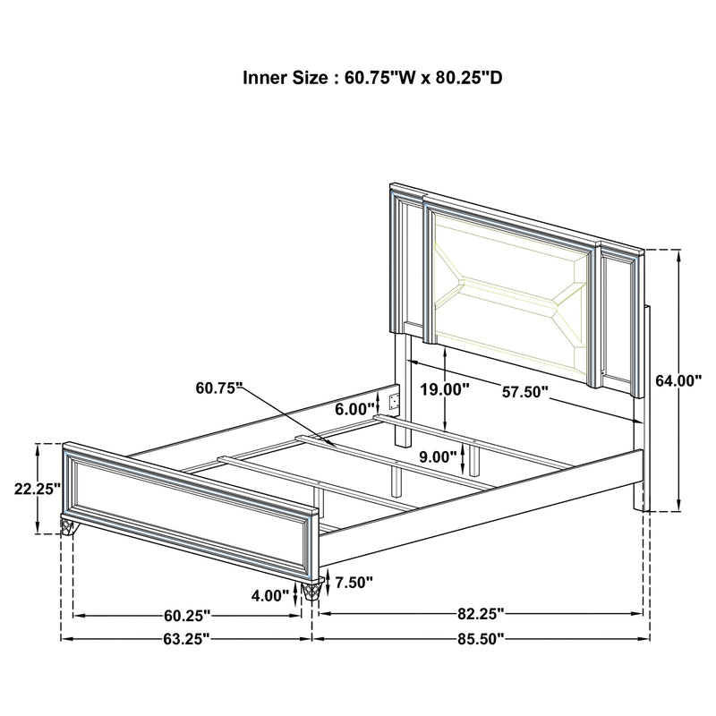 Marmore 64-inch Panel Bed LED Headboard