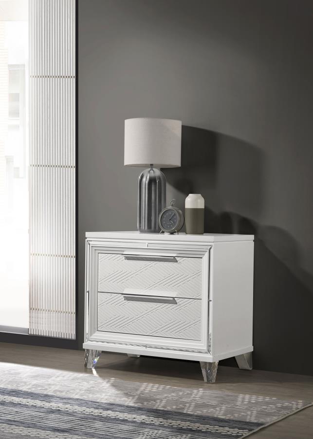 Marmore 2-drawer Nightstand Bedside Table White Default Title