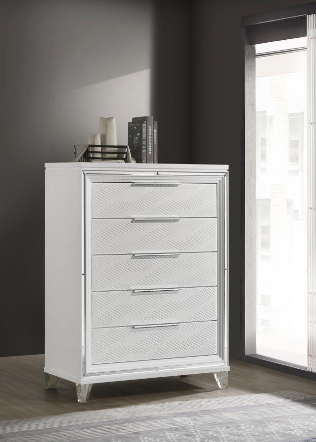 Marmore 5-drawer Bedroom Chest of Drawers White Default Title