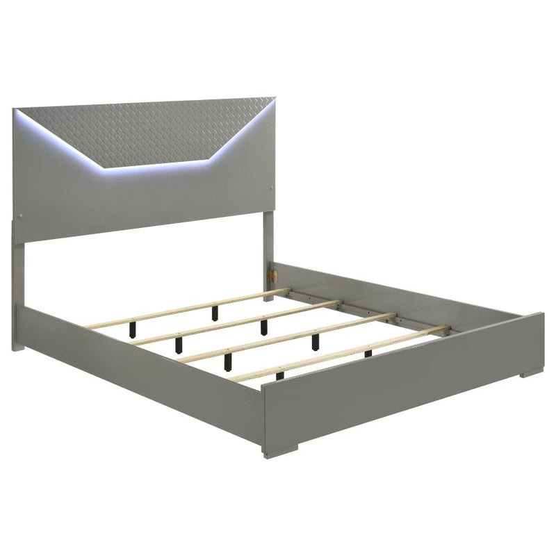 Ives Bedroom Set High Gloss Grey High Gloss Eastern King 4-piece
