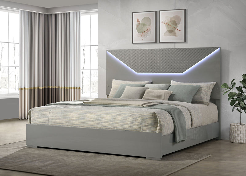 Ives Panel Bed LED Headboard High Gloss