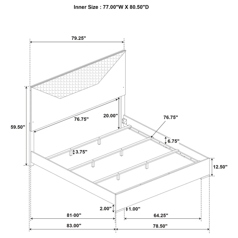 Ives Panel Bed LED Headboard High Gloss