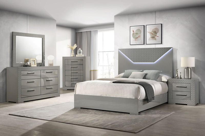 Ives Panel Bed LED Headboard High Gloss