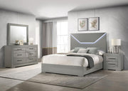 Ives Bedroom Set High Gloss Grey High Gloss Queen 4-piece