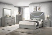 Ives Bedroom Set High Gloss Grey High Gloss Queen 5-piece