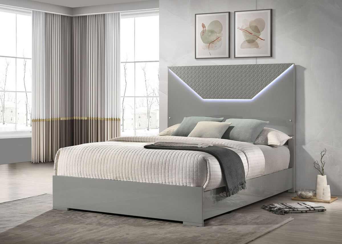 Ives Panel Bed LED Headboard High Gloss