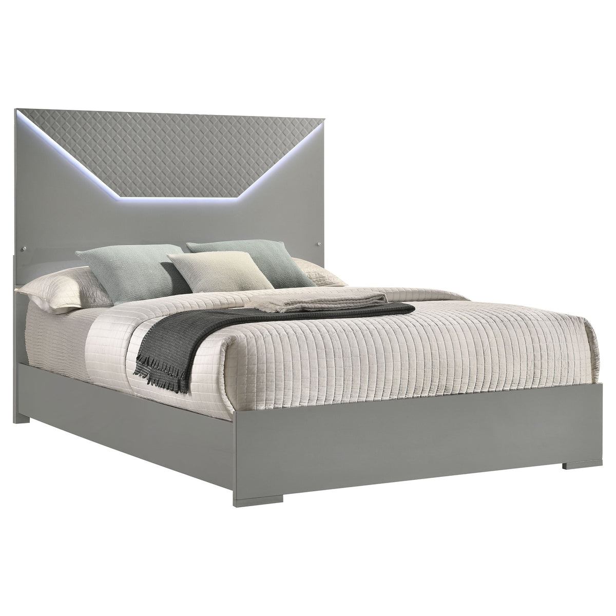 Ives Panel Bed LED Headboard High Gloss