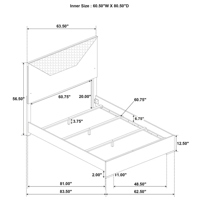 Ives Panel Bed LED Headboard High Gloss