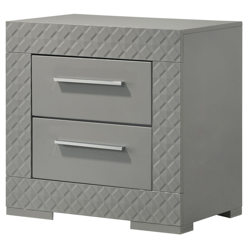 Ives 2-drawer Nightstand Bedside Table High Gloss