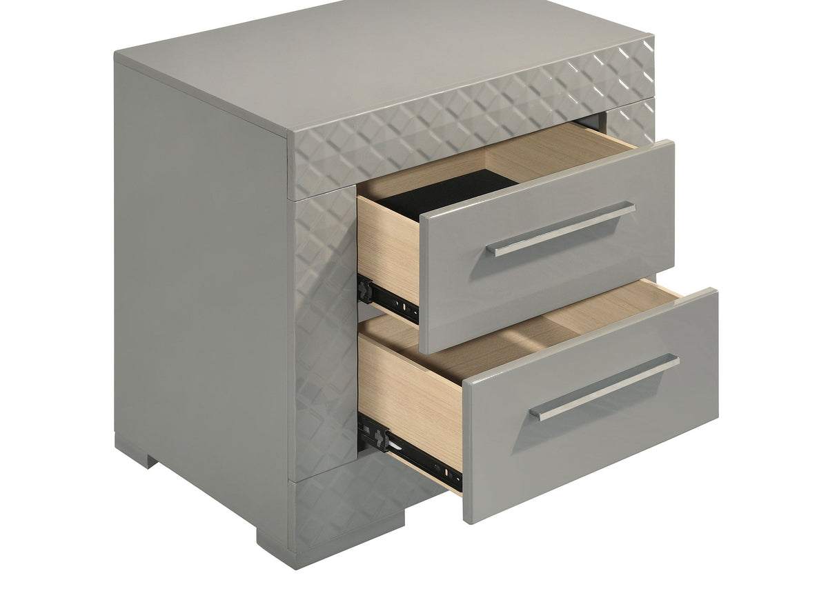 Ives 2-drawer Nightstand Bedside Table High Gloss