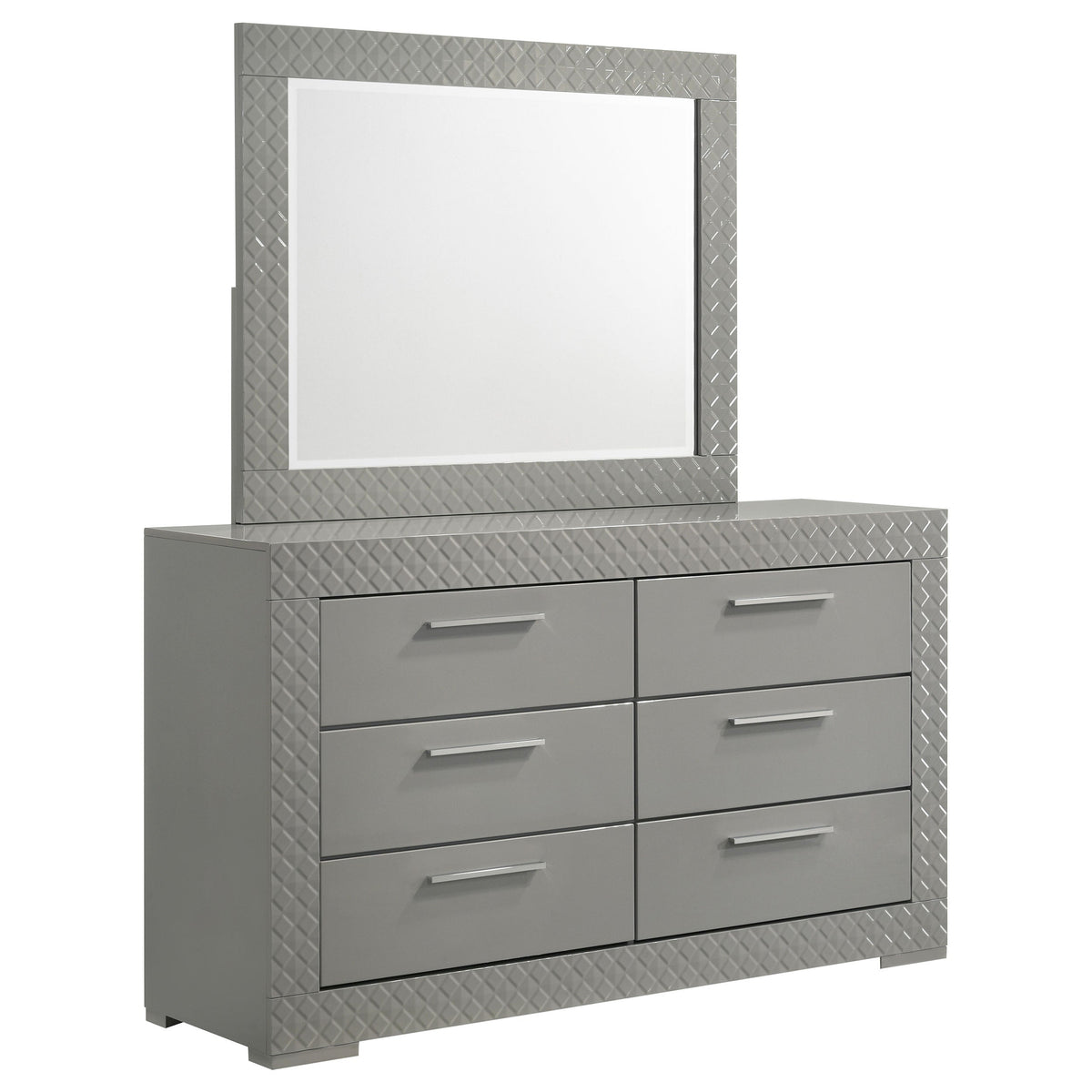 Ives 6-drawer Dresser and Mirror High Gloss
