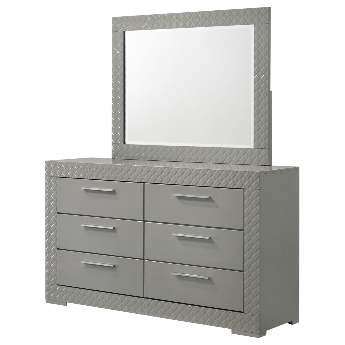 Ives 6-drawer Dresser and Mirror High Gloss