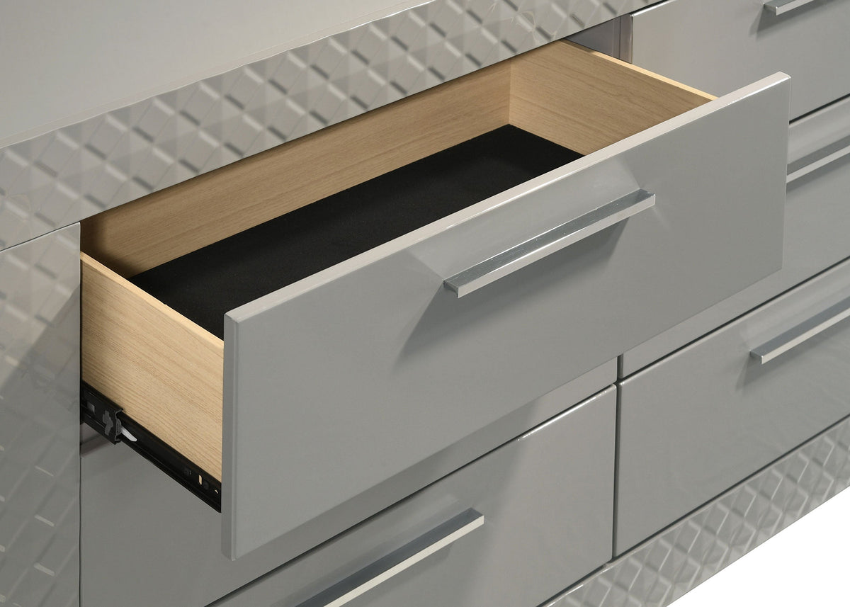 Ives 6-drawer Dresser and Mirror High Gloss