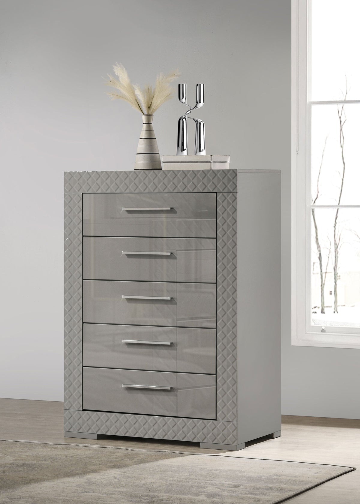 Ives 5-drawer Bedroom Chest of Drawers High Gloss