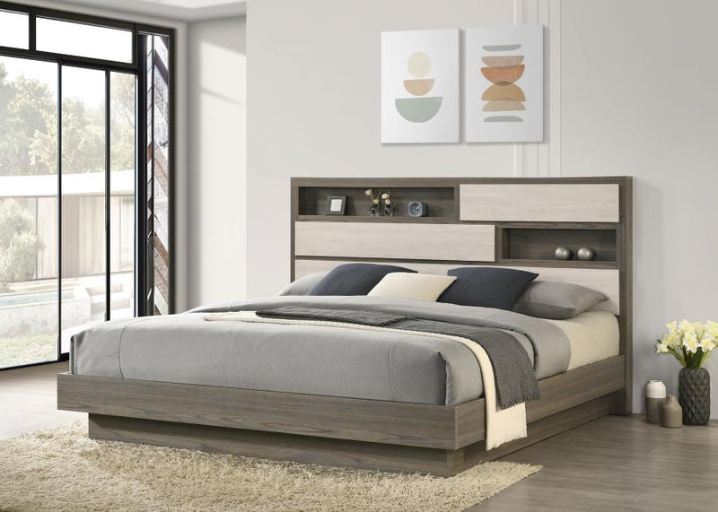 Fenwick Bed Bookcase Headboard Grey Oak Eastern King
