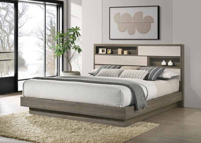 Fenwick Bed Bookcase Headboard Grey Oak California King