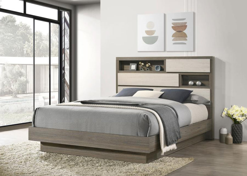 Fenwick Bed Bookcase Headboard Grey Oak Queen