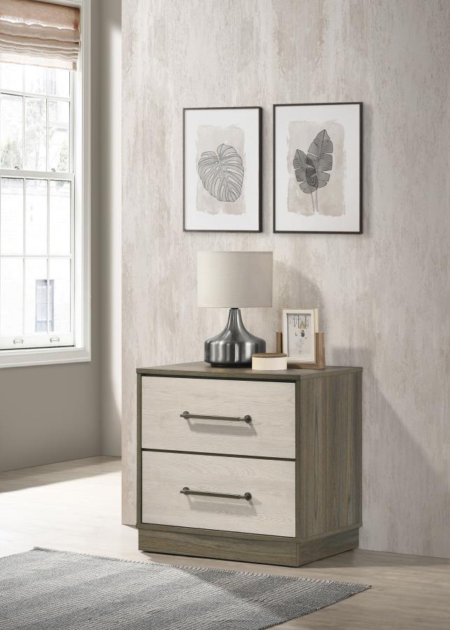 Fenwick 2-drawer Nightstand Bedside Table Grey Oak Default Title